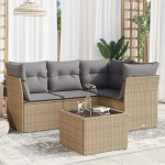 vidaXL Set canapele de grădină cu perne, 5 piese, bej, poliratan vidaXL Set canapele de grădină cu perne, 5 piese, bej, poliratan