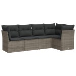 vidaXL Set canapea de grădină cu perne, 5 piese, gri, poliratan vidaXL Set canapea de grădină cu perne, 5 piese, gri, poliratan