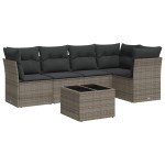 vidaXL Set mobilier grădină cu perne, 6 piese, gri, poliratan vidaXL Set mobilier grădină cu perne, 6 piese, gri, poliratan