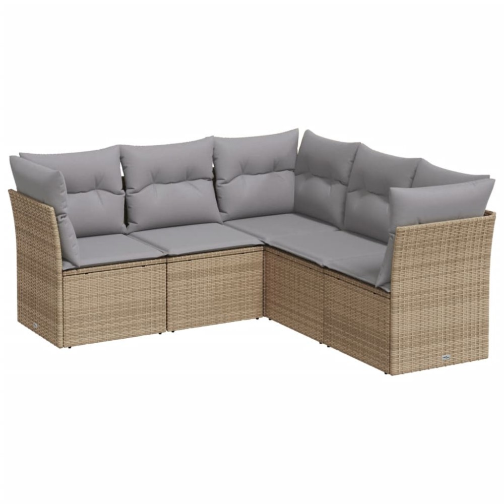 vidaXL Set canapele de grădină cu perne, 5 piese, bej, poliratan
