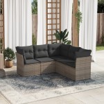vidaXL Set canapea de grădină cu perne, 5 piese, gri, poliratan vidaXL Set canapea de grădină cu perne, 5 piese, gri, poliratan