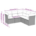 vidaXL Set canapea de grădină cu perne, 5 piese, gri, poliratan vidaXL Set canapea de grădină cu perne, 5 piese, gri, poliratan