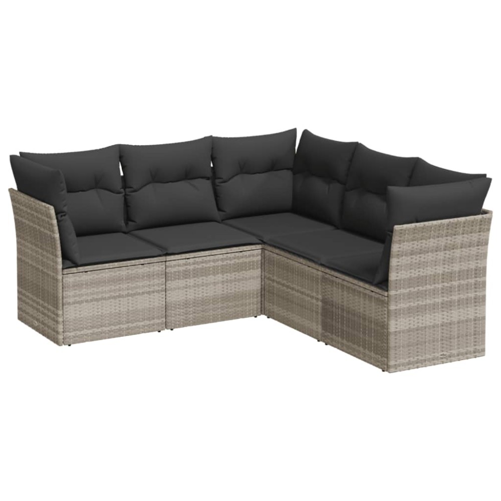 vidaXL Set canapele de grădină cu perne, 5 piese gri deschis poliratan