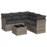 vidaXL Set mobilier grădină cu perne, 6 piese, gri, poliratan
