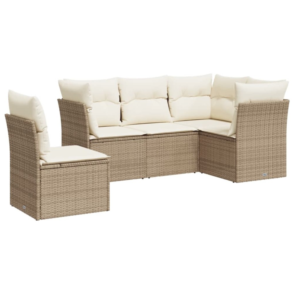 vidaXL Set canapele de grădină cu perne, 5 piese, bej, poliratan