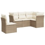 vidaXL Set canapele de grădină cu perne, 5 piese, bej, poliratan vidaXL Set canapele de grădină cu perne, 5 piese, bej, poliratan