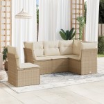 vidaXL Set canapele de grădină cu perne, 5 piese, bej, poliratan vidaXL Set canapele de grădină cu perne, 5 piese, bej, poliratan