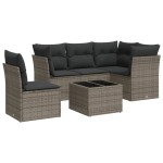 vidaXL Set mobilier grădină cu perne, 6 piese, gri, poliratan