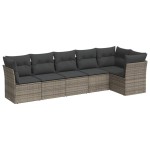 vidaXL Set mobilier grădină cu perne, 6 piese, gri, poliratan