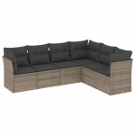 vidaXL Set mobilier grădină cu perne, 6 piese, gri, poliratan