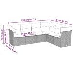 vidaXL Set mobilier grădină cu perne, 6 piese, gri, poliratan