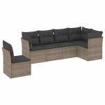 vidaXL Set mobilier grădină cu perne, 6 piese, gri, poliratan