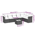 vidaXL Set mobilier de grădină cu perne, 8 piese, negru, poliratan