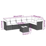 vidaXL Set mobilier de grădină cu perne, 8 piese, negru, poliratan