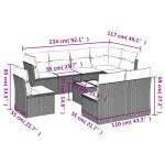 vidaXL Set mobilier de grădină cu perne, 9 piese, negru, poliratan