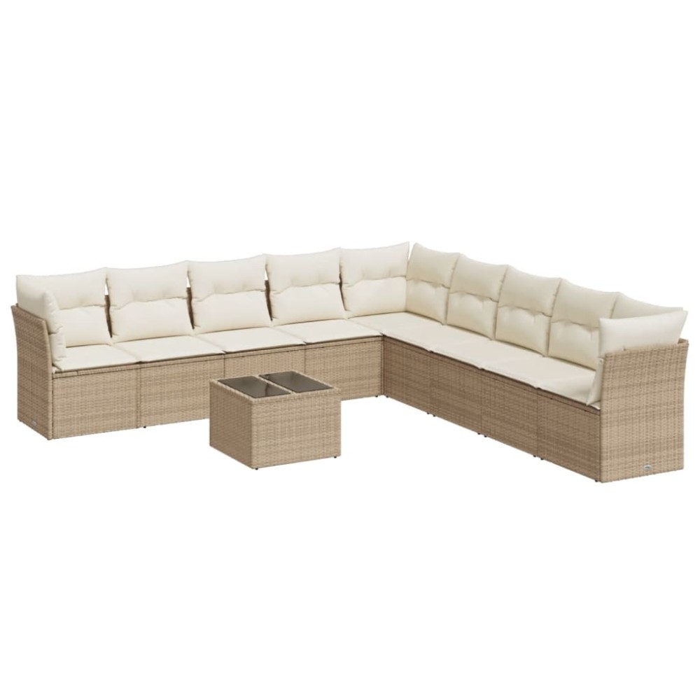 vidaXL Set canapele de grădină cu perne, 10 piese, bej, poliratan