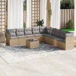 vidaXL Set canapele de grădină cu perne, 10 piese, bej, poliratan