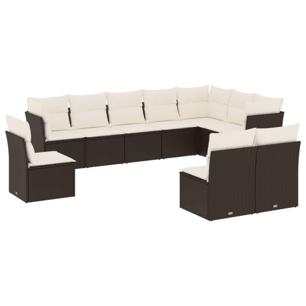 vidaXL Set canapele de grădină cu perne, 10 piese, negru, poliratan