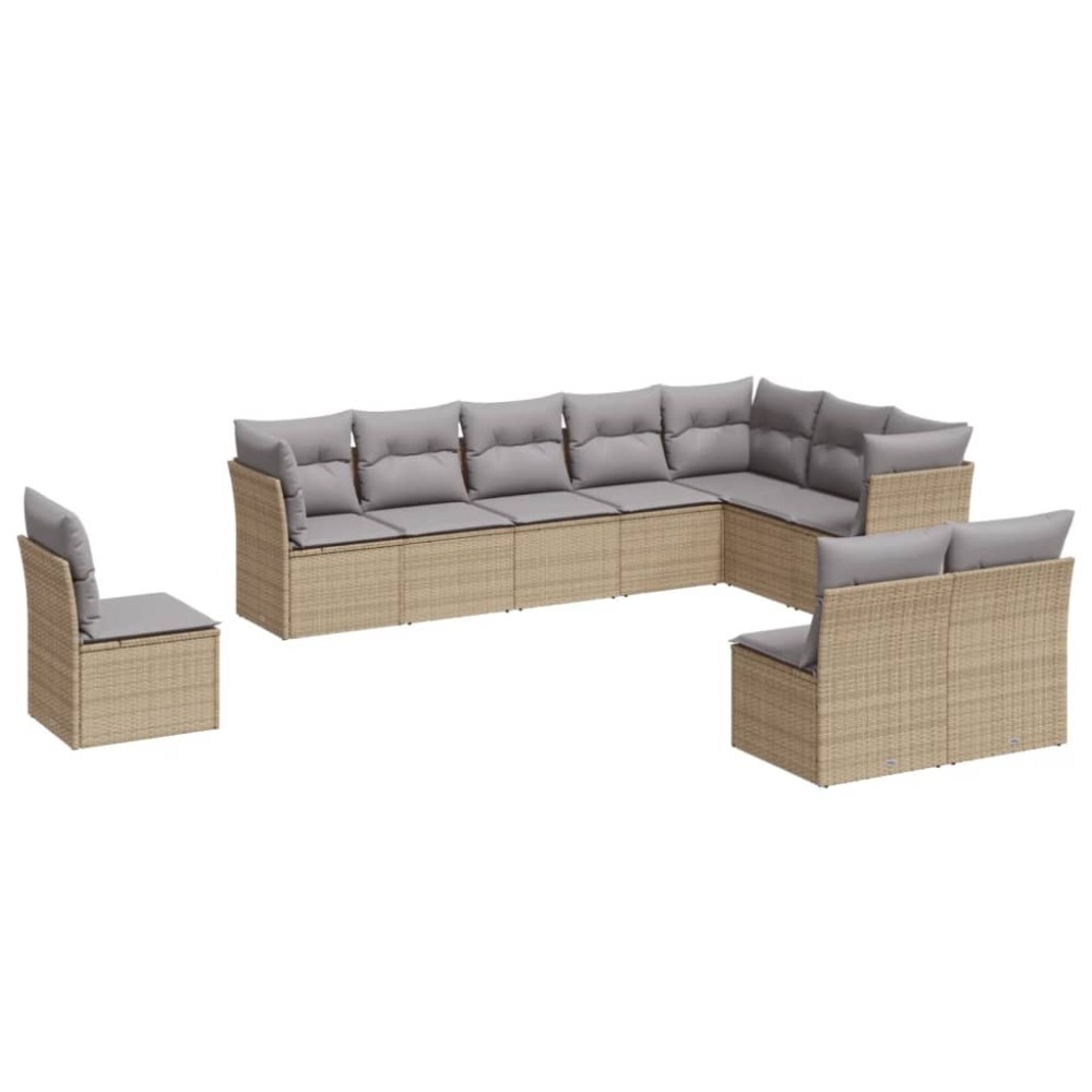 vidaXL Set canapele de grădină cu perne, 10 piese, bej, poliratan