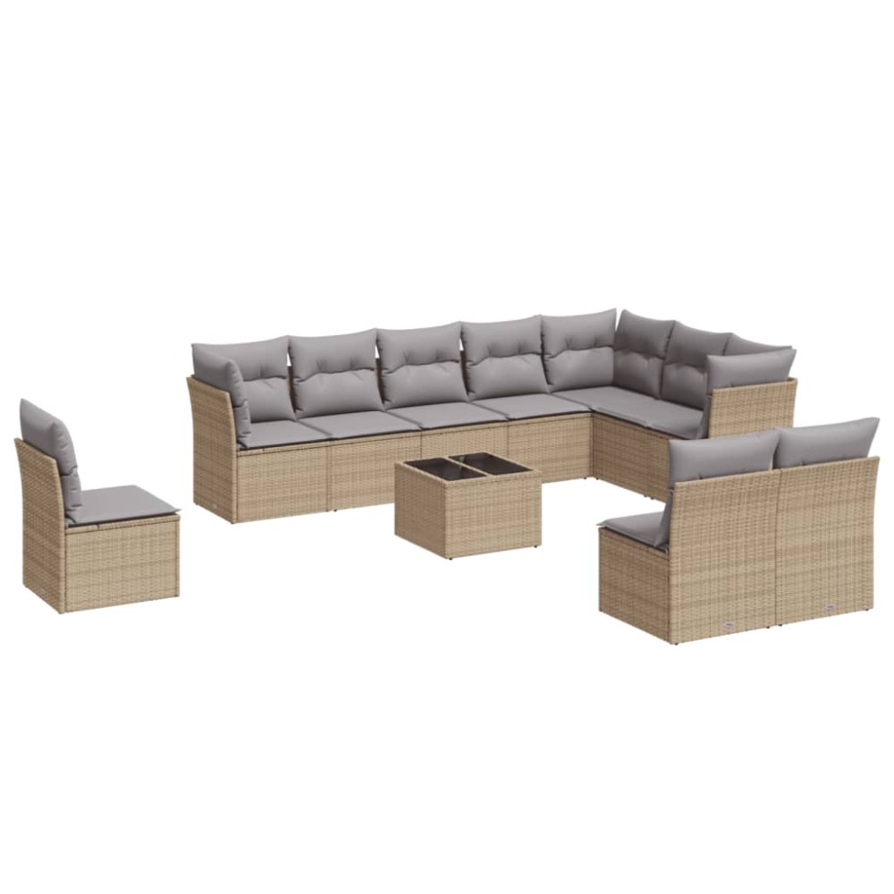 vidaXL Set canapele de grădină cu perne, 11 piese, bej, poliratan