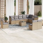 vidaXL Set canapele de grădină cu perne, 11 piese, bej, poliratan vidaXL Set canapele de grădină cu perne, 11 piese, bej, poliratan