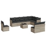 vidaXL Set canapele de grădină cu perne, 11 piese, gri, poliratan vidaXL Set canapele de grădină cu perne, 11 piese, gri, poliratan