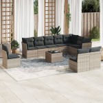 vidaXL Set canapele de grădină cu perne, 11 piese, gri, poliratan vidaXL Set canapele de grădină cu perne, 11 piese, gri, poliratan