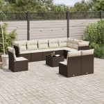 vidaXL Set canapele de grădină cu perne, 11 piese, maro, poliratan vidaXL Set canapele de grădină cu perne, 11 piese, maro, poliratan