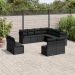 vidaXL Set canapele de grădină cu perne, 11 piese, negru, poliratan vidaXL Set canapele de grădină cu perne, 11 piese, negru, poliratan
