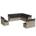 vidaXL Set canapele de grădină cu perne, 11 piese, gri, poliratan
