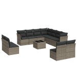 vidaXL Set canapea de grădină cu perne, 12 piese, gri, poliratan vidaXL Set canapea de grădină cu perne, 12 piese, gri, poliratan