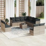 vidaXL Set canapele de grădină cu perne, 12piese gri deschis poliratan vidaXL Set canapele de grădină cu perne, 12piese gri deschis poliratan