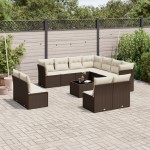 vidaXL Set canapele de grădină cu perne, 12 piese, maro, poliratan vidaXL Set canapele de grădină cu perne, 12 piese, maro, poliratan