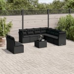 vidaXL Set canapele de grădină cu perne, 10 piese, negru, poliratan vidaXL Set canapele de grădină cu perne, 10 piese, negru, poliratan
