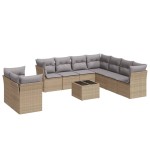 vidaXL Set canapele de grădină cu perne, 10 piese, bej, poliratan