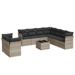 vidaXL Set canapele de grădină cu perne 10 piese gri deschis poliratan vidaXL Set canapele de grădină cu perne 10 piese gri deschis poliratan