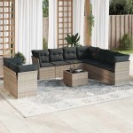 vidaXL Set canapele de grădină cu perne 10 piese gri deschis poliratan vidaXL Set canapele de grădină cu perne 10 piese gri deschis poliratan