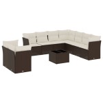 vidaXL Set canapele de grădină cu perne, 10 piese, maro, poliratan