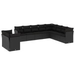 vidaXL Set canapele de grădină cu perne, 10 piese, negru, poliratan