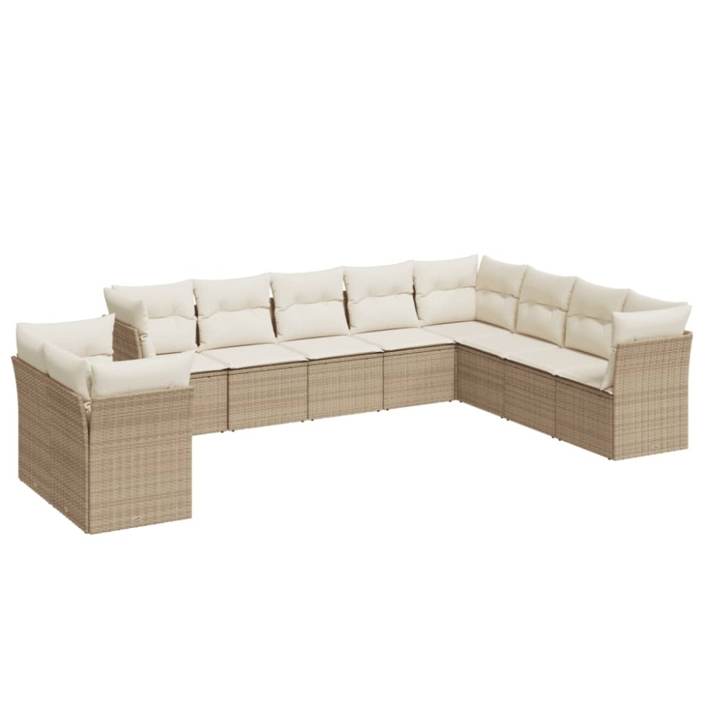 vidaXL Set canapele de grădină cu perne, 10 piese, bej, poliratan