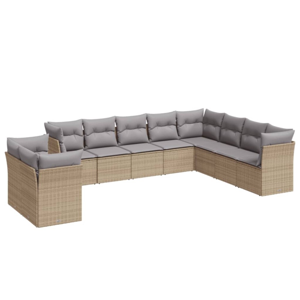 vidaXL Set canapele de grădină cu perne, 10 piese, bej, poliratan