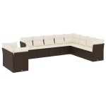 vidaXL Set canapele de grădină cu perne, 10 piese, maro, poliratan