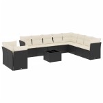 vidaXL Set canapele de grădină cu perne, 11 piese, negru, poliratan vidaXL Set canapele de grădină cu perne, 11 piese, negru, poliratan