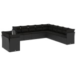 vidaXL Set canapele de grădină cu perne, 11 piese, negru, poliratan