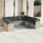 vidaXL Set canapele de grădină cu perne, 11 piese, gri, poliratan vidaXL Set canapele de grădină cu perne, 11 piese, gri, poliratan