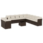 vidaXL Set canapele de grădină cu perne, 12 piese, maro, poliratan vidaXL Set canapele de grădină cu perne, 12 piese, maro, poliratan