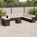 vidaXL Set canapele de grădină cu perne, 12 piese, maro, poliratan vidaXL Set canapele de grădină cu perne, 12 piese, maro, poliratan