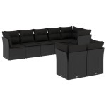 vidaXL Set mobilier de grădină cu perne, 8 piese, negru, poliratan