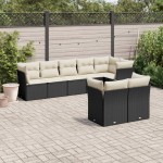 vidaXL Set mobilier de grădină cu perne, 8 piese, negru, poliratan vidaXL Set mobilier de grădină cu perne, 8 piese, negru, poliratan