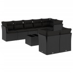 vidaXL Set mobilier de grădină cu perne, 9 piese, negru, poliratan vidaXL Set mobilier de grădină cu perne, 9 piese, negru, poliratan